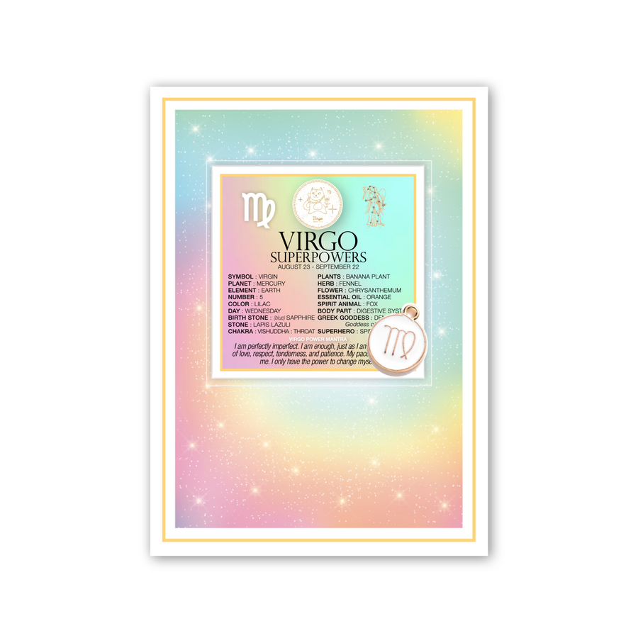 Charmed Zodiac Greeting Card with Card + Charm - Virgo