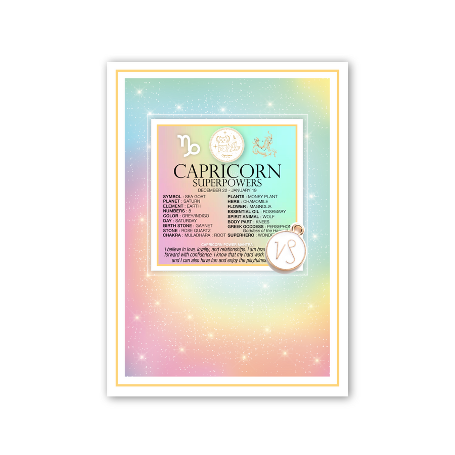 Charmed Zodiac Greeting Card with Card + Charm - Capricorn