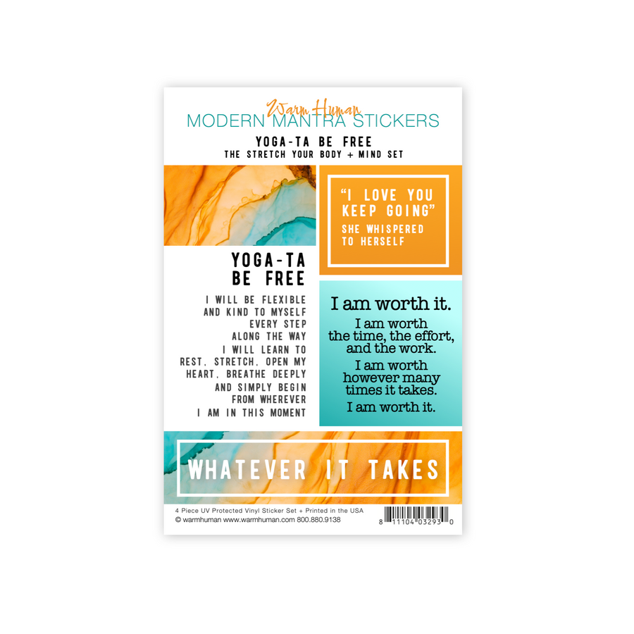 Yoga-ta Be Free Mantra 4pc Sticker Sheet