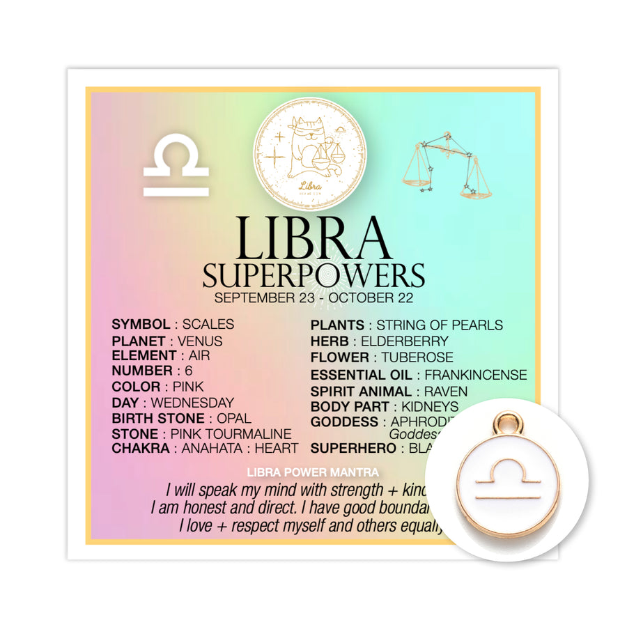 Zodiac Superpowers Mini Card + Charm - Libra