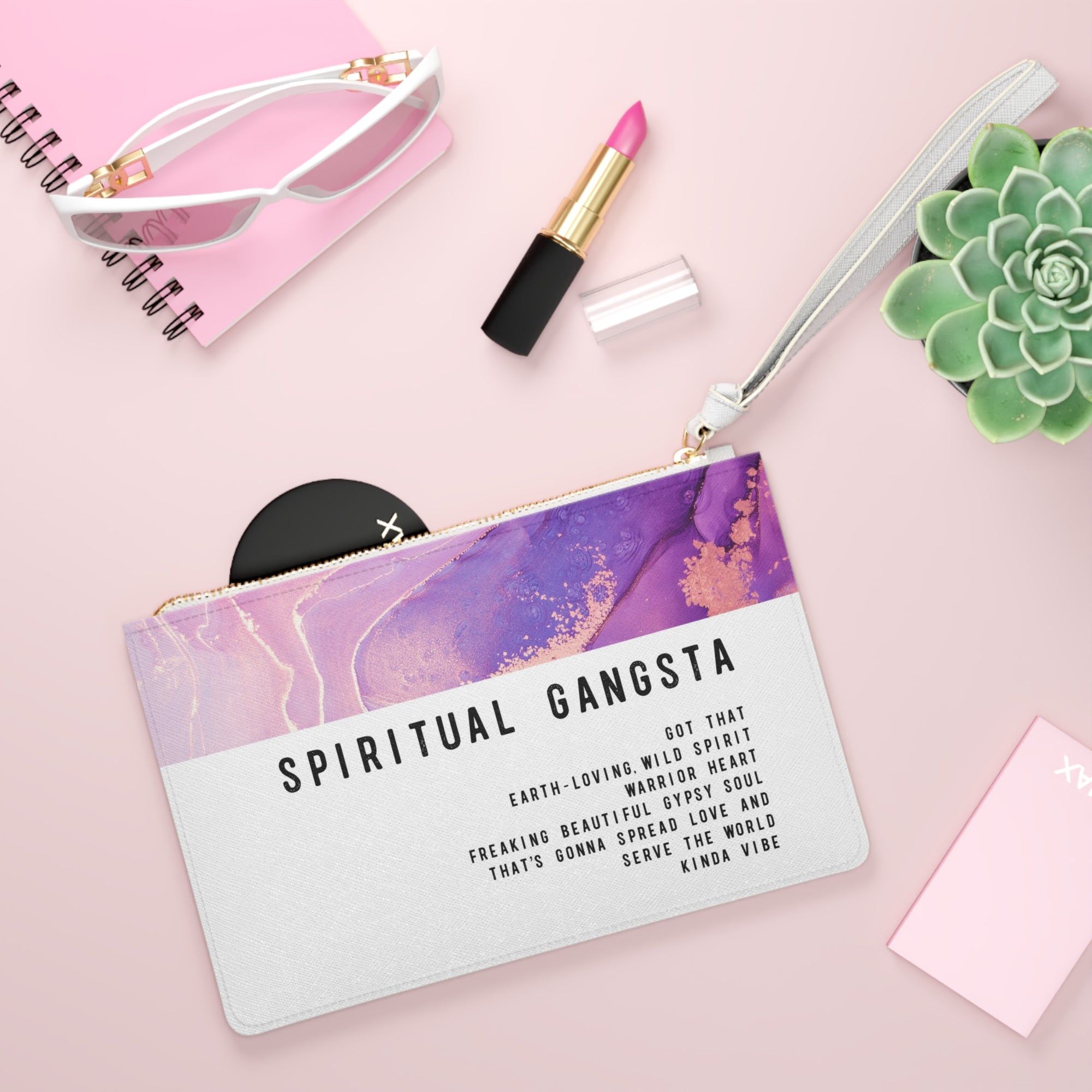Spiritual Gangsta Inspirational Zipper Clutch Accessory Bag