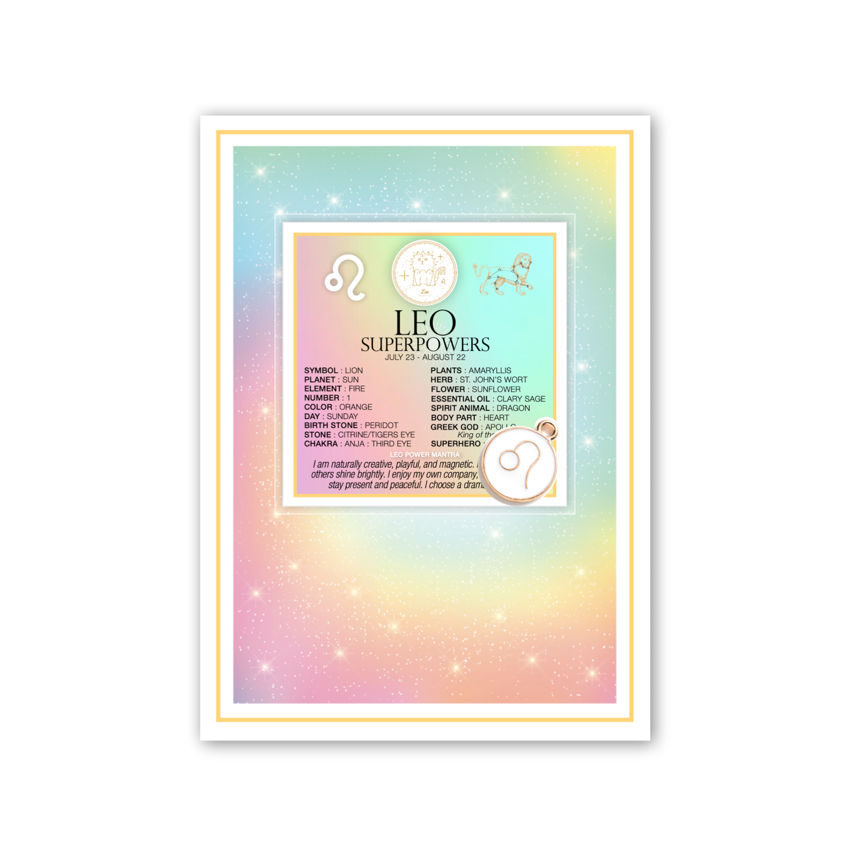 Charmed Zodiac Greeting Card with Card + Charm - Leo