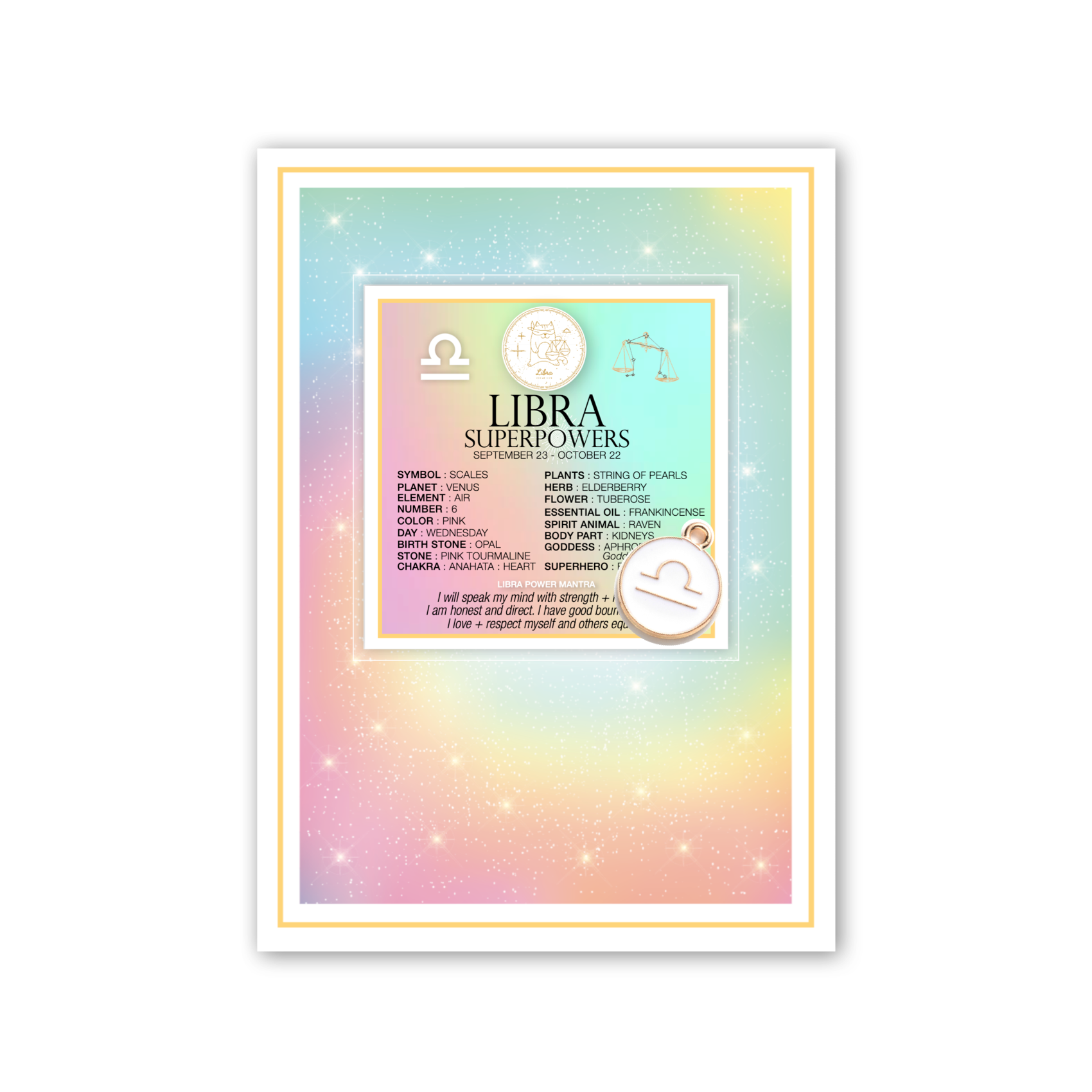 Charmed Zodiac Greeting Card with Card + Charm - Libra
