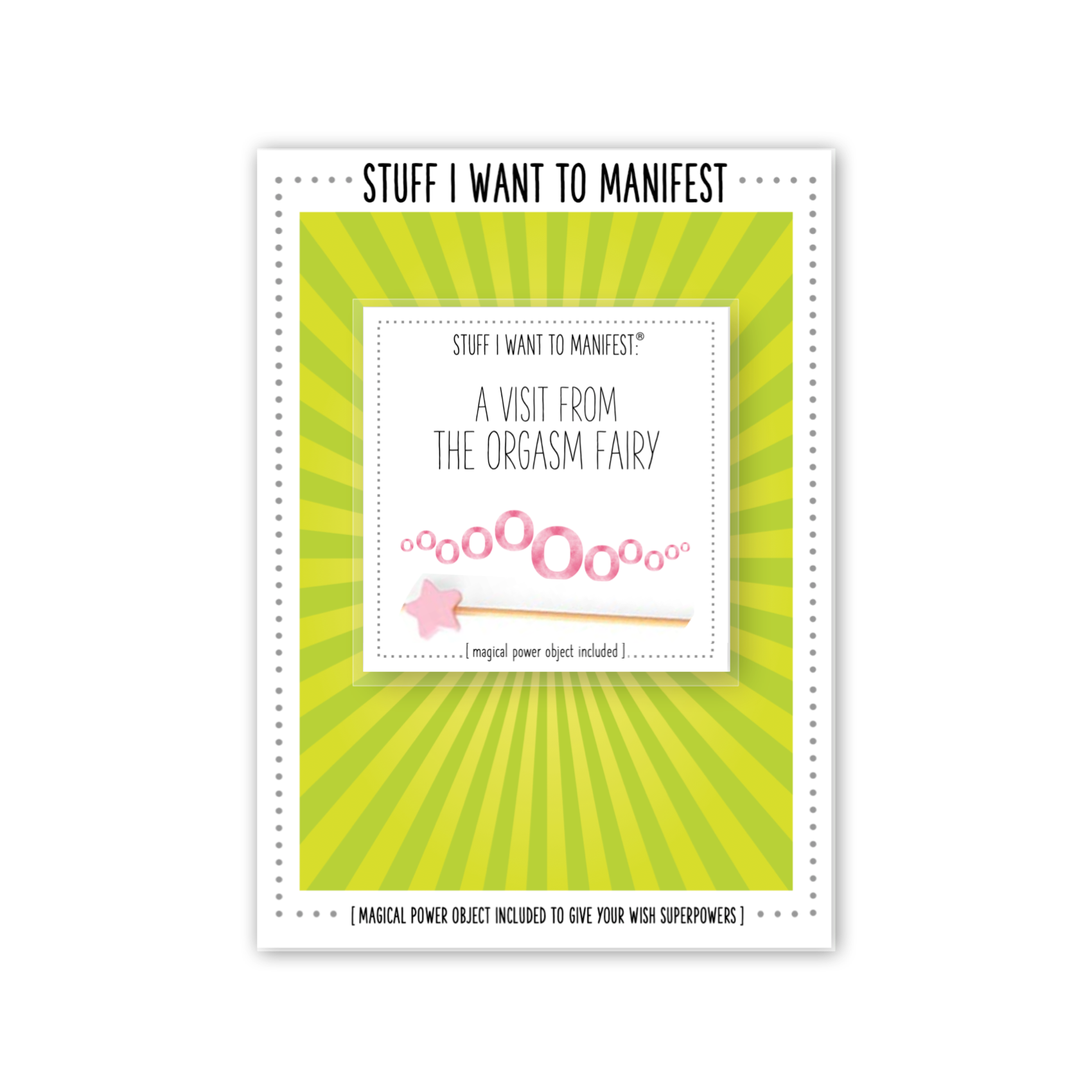 Stuff I Want To Manifest Greeting Card A Visit From The Orgasm Fairy