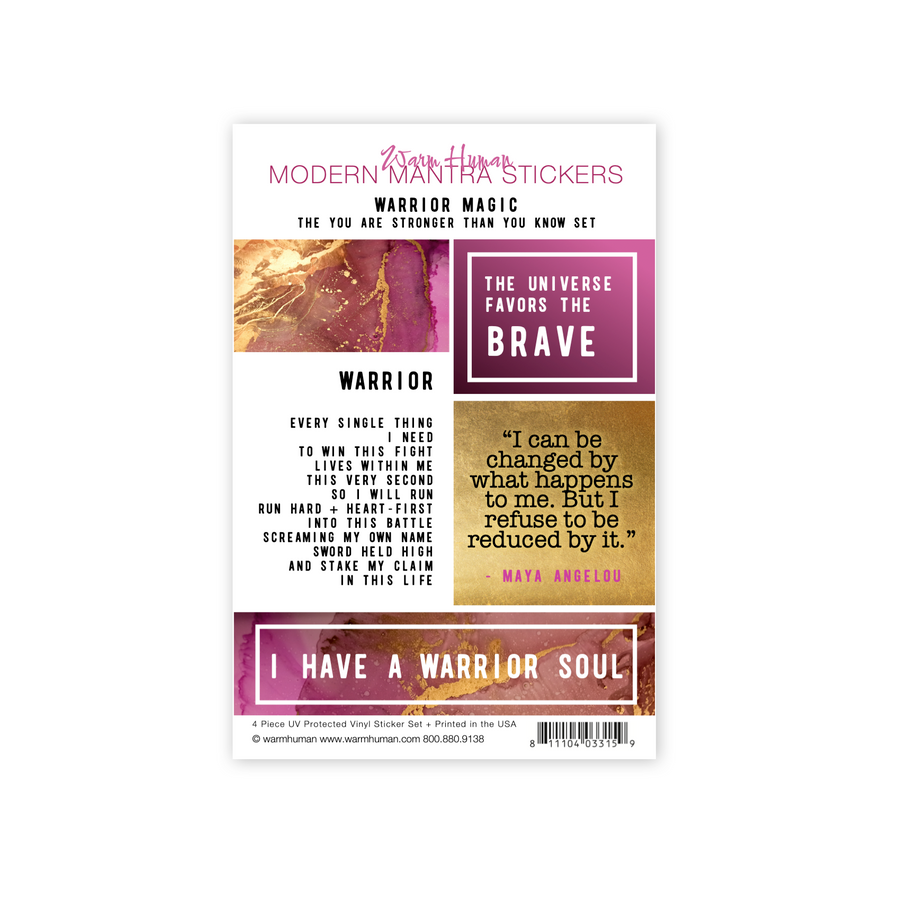 Warrior Mantra 4pc Sticker Sheet