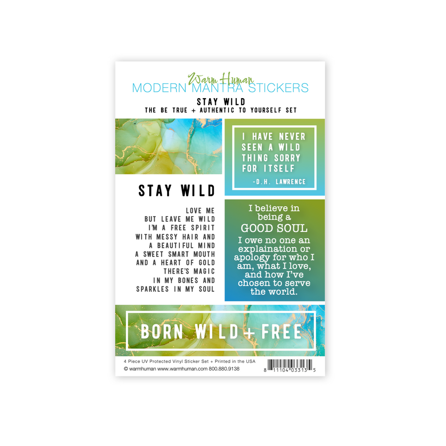Stay Wild Mantra 4pc Sticker Sheet
