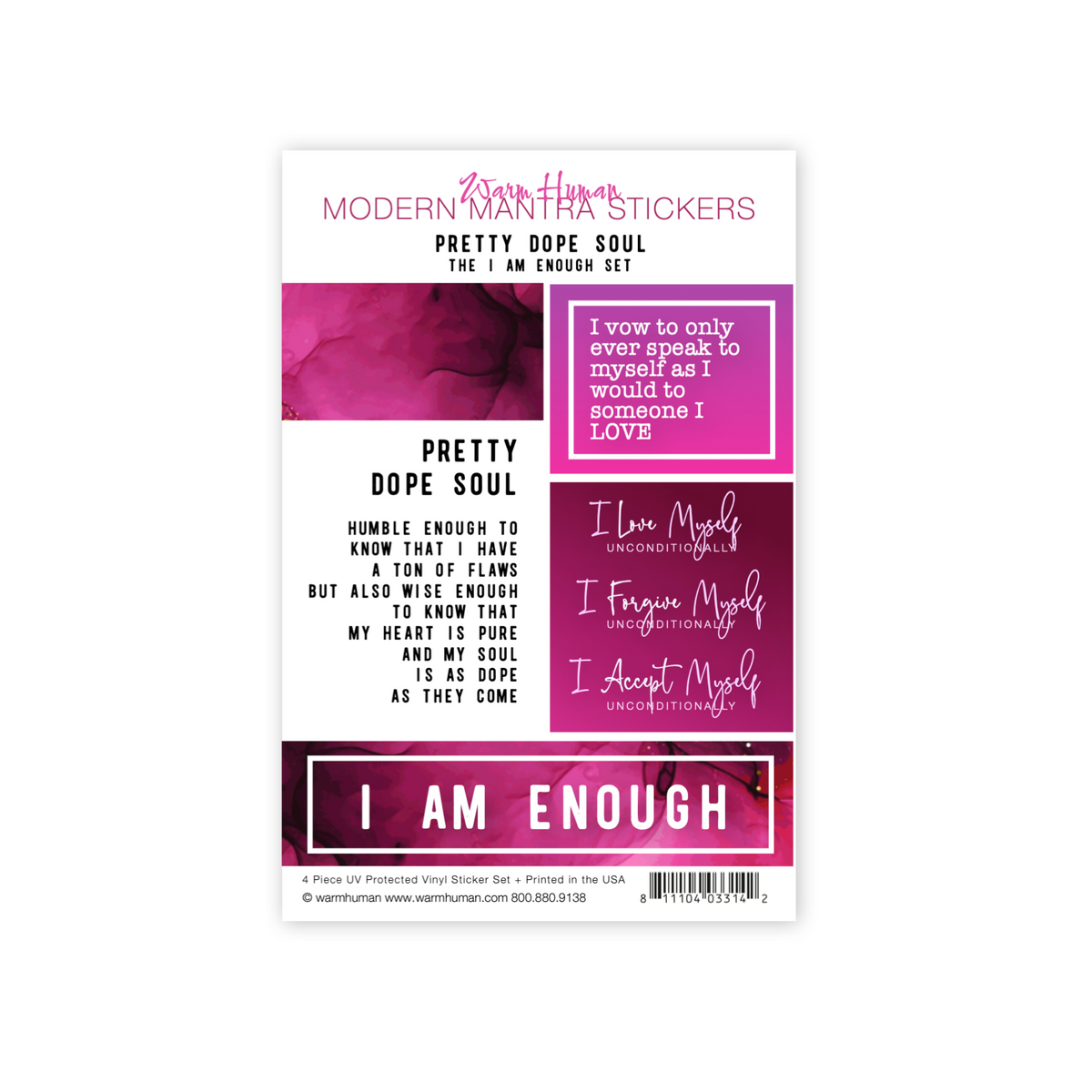 Pretty Dope Soul Free Mantra 4pc Sticker Sheet