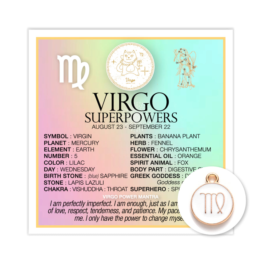 Zodiac Superpowers Mini Card + Charm - Virgo