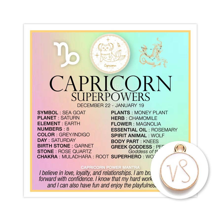 Zodiac Superpowers Mini Card + Charm - Capricorn